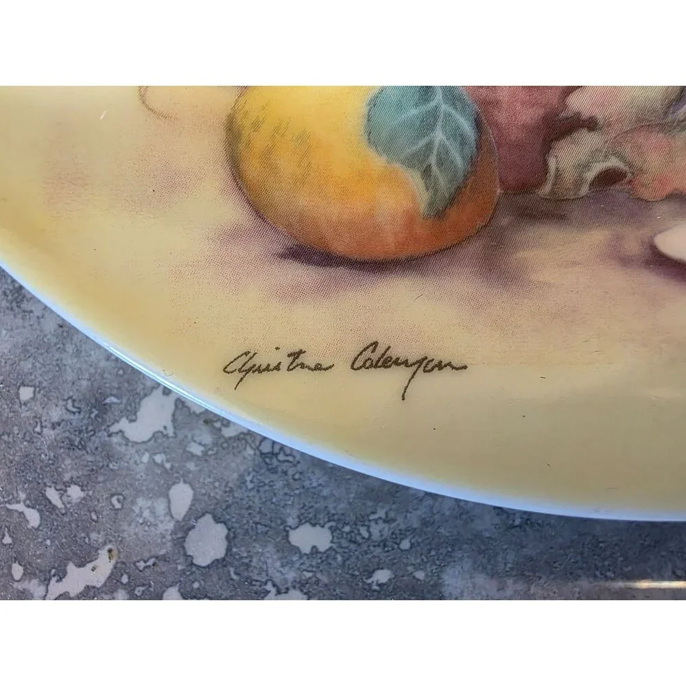 Set Of 2 Royal Norfolk Decorative Plates With Fruit & Wine Design By Gisela Grah